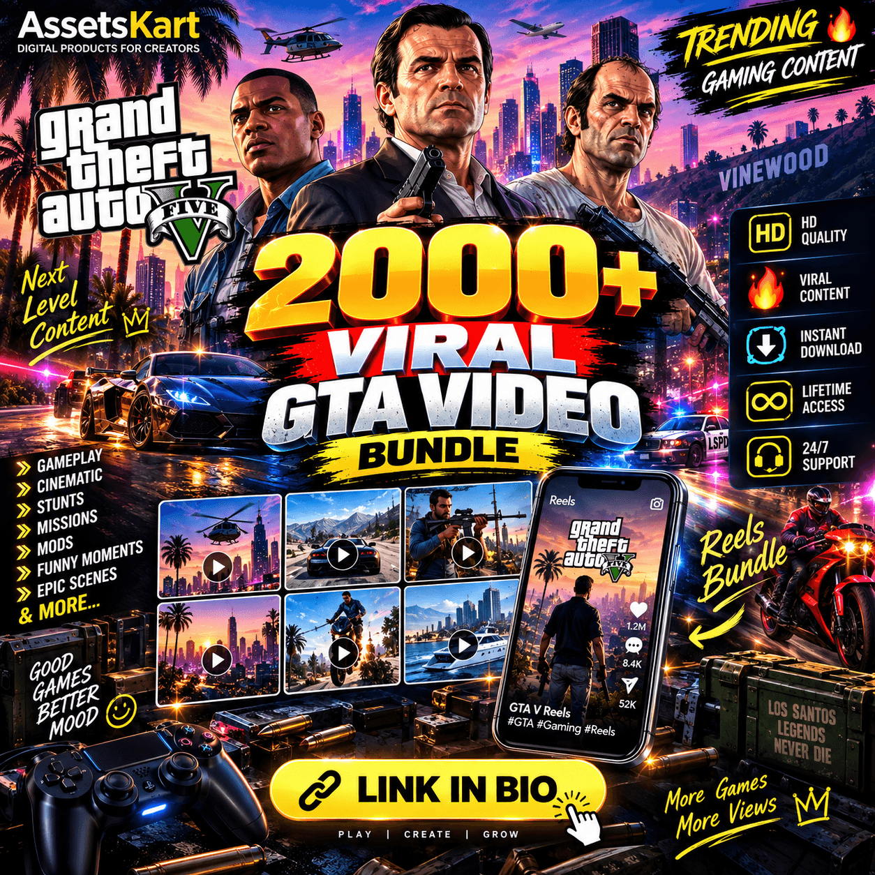 2000+ GTA V Video Reels Bundle product cover