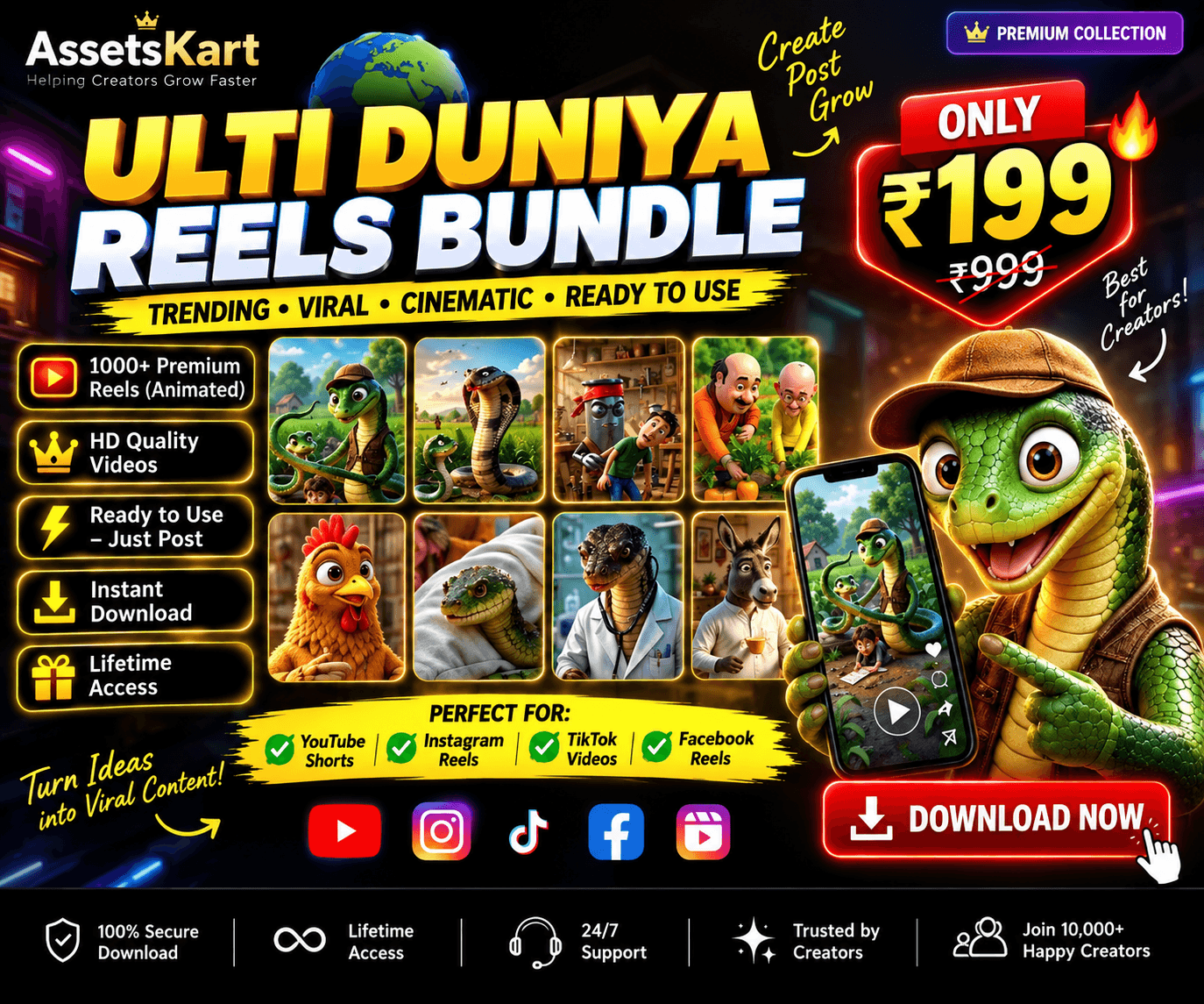 Ulti Duniya Reels Bundle – 1000+ Premium Animated Viral Reels product cover