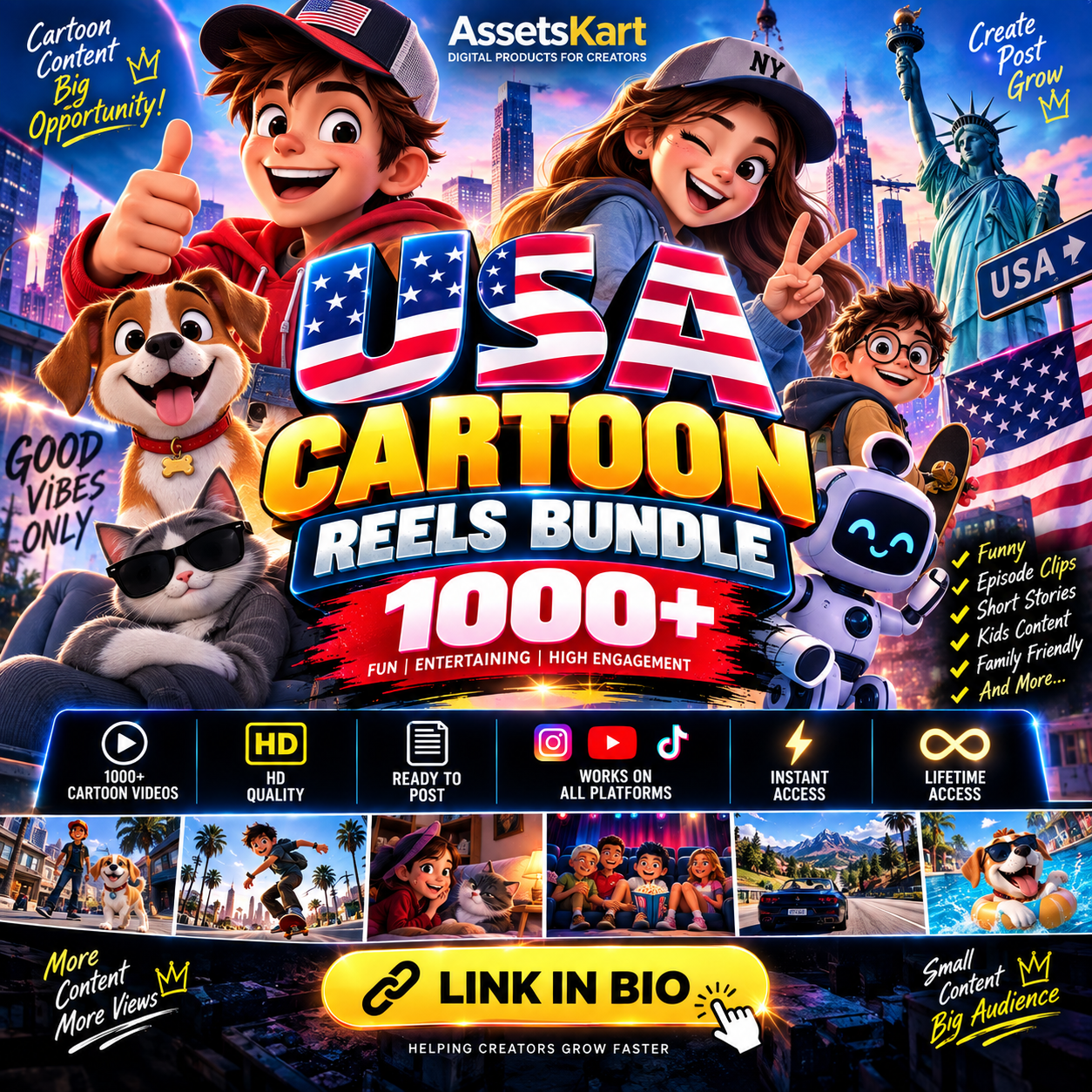 1000+ USA Cartoon Reels Bundle product cover