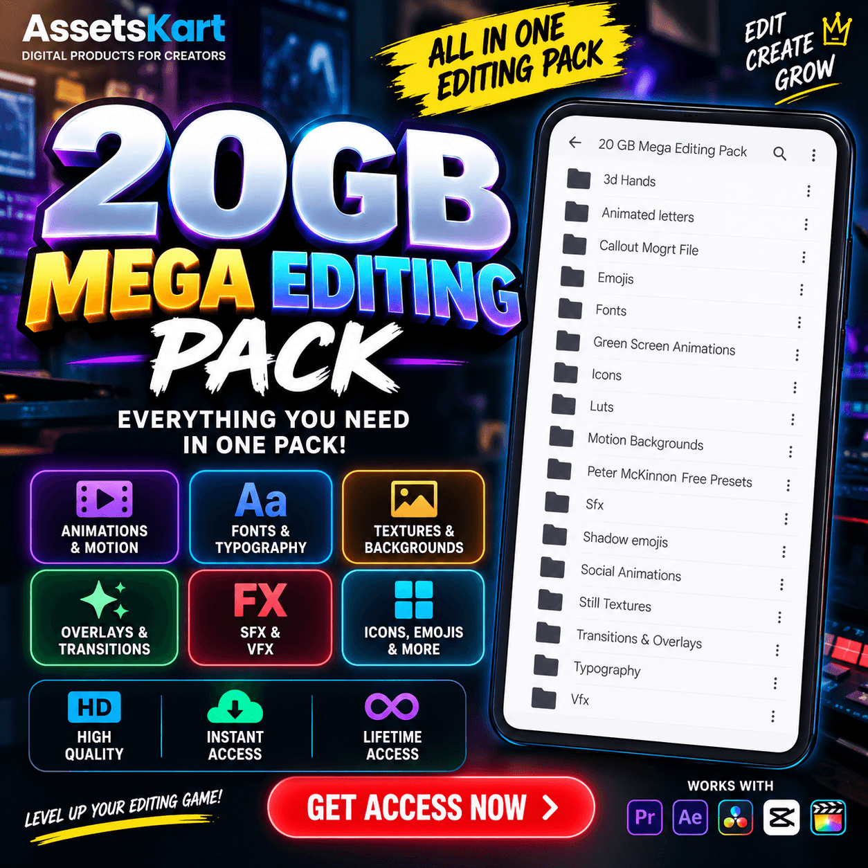 20GB Mega Editing Assets Pack product cover